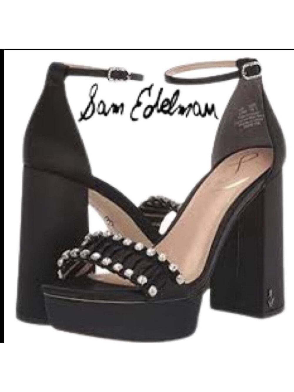 Sam Edelman Satin Fabric and Rhinestone Platforms NWOB $188
